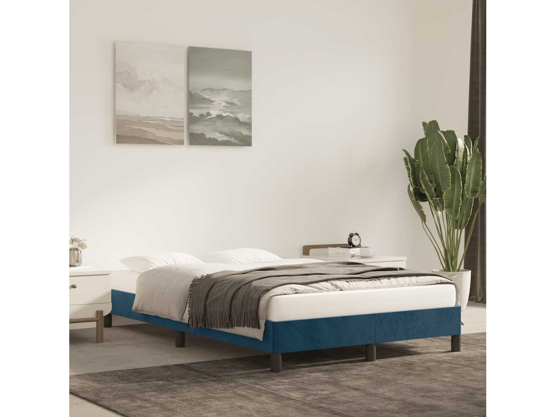 Vidaxl Estrutura De Cama Sem Colchão 120x200 Cm Veludo Azul