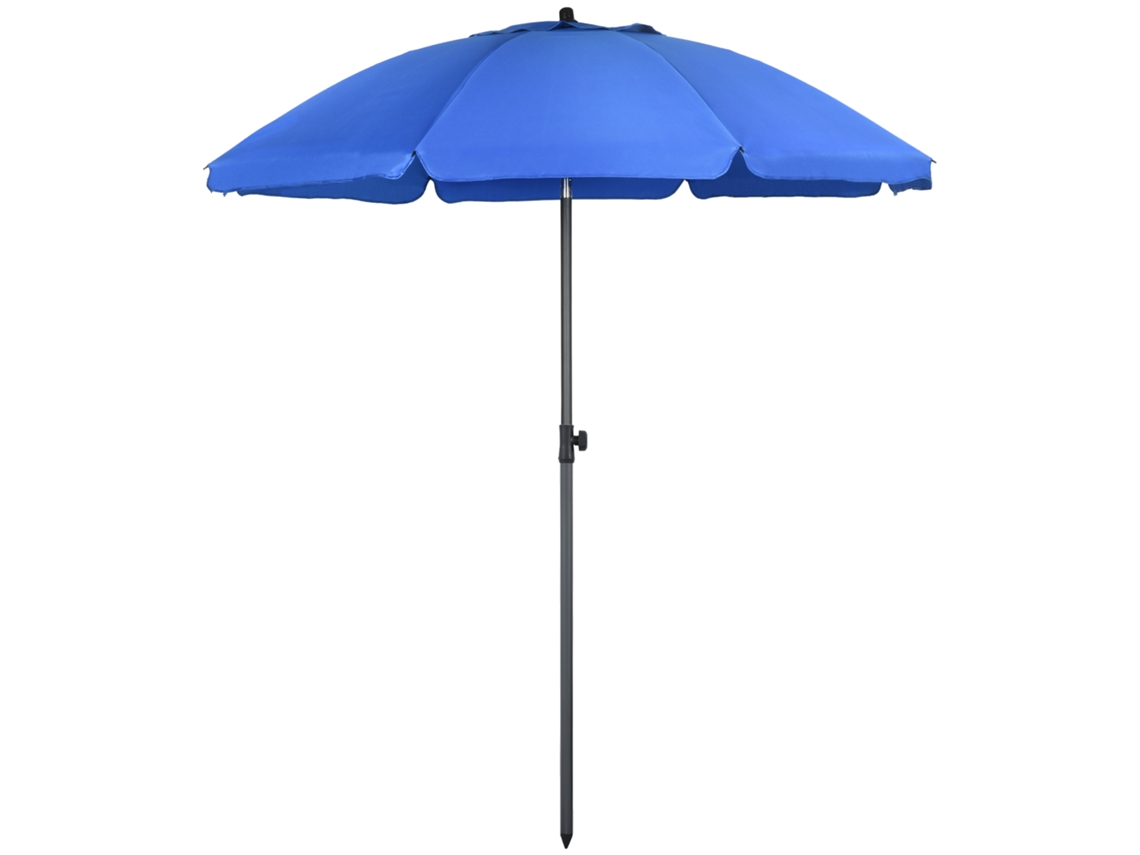 Chapéu de Sol Praia Grande 180cm, com Ângulo Ajustável, Proteção UV50+, Mastro Ø32mm, Azul | S/MARCA