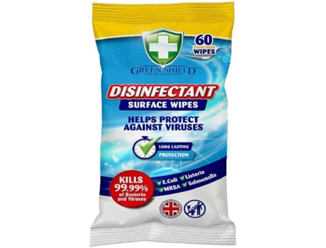 Toalhitas de Limpeza Desinfetantes GREEN SHIELD emb. 60 un