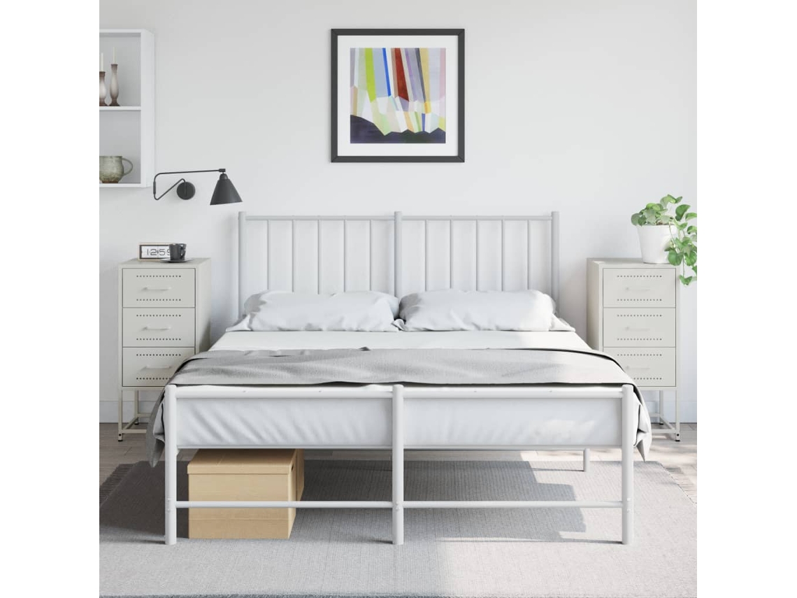 Vidaxl Mesas De Cabeceira 2 Pcs 36x39x78 Cm Aço Branco