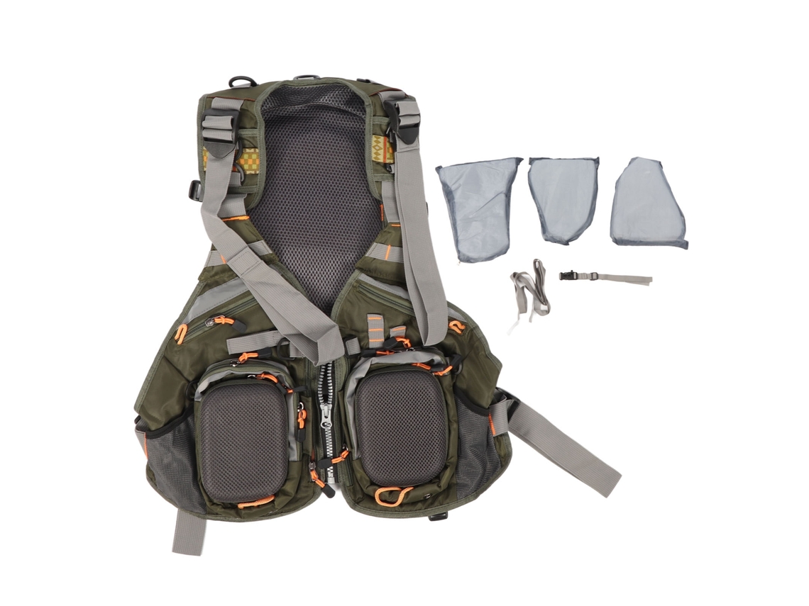 Coleteira de Pesca com Bolsos Universal Tamanho Único Verde