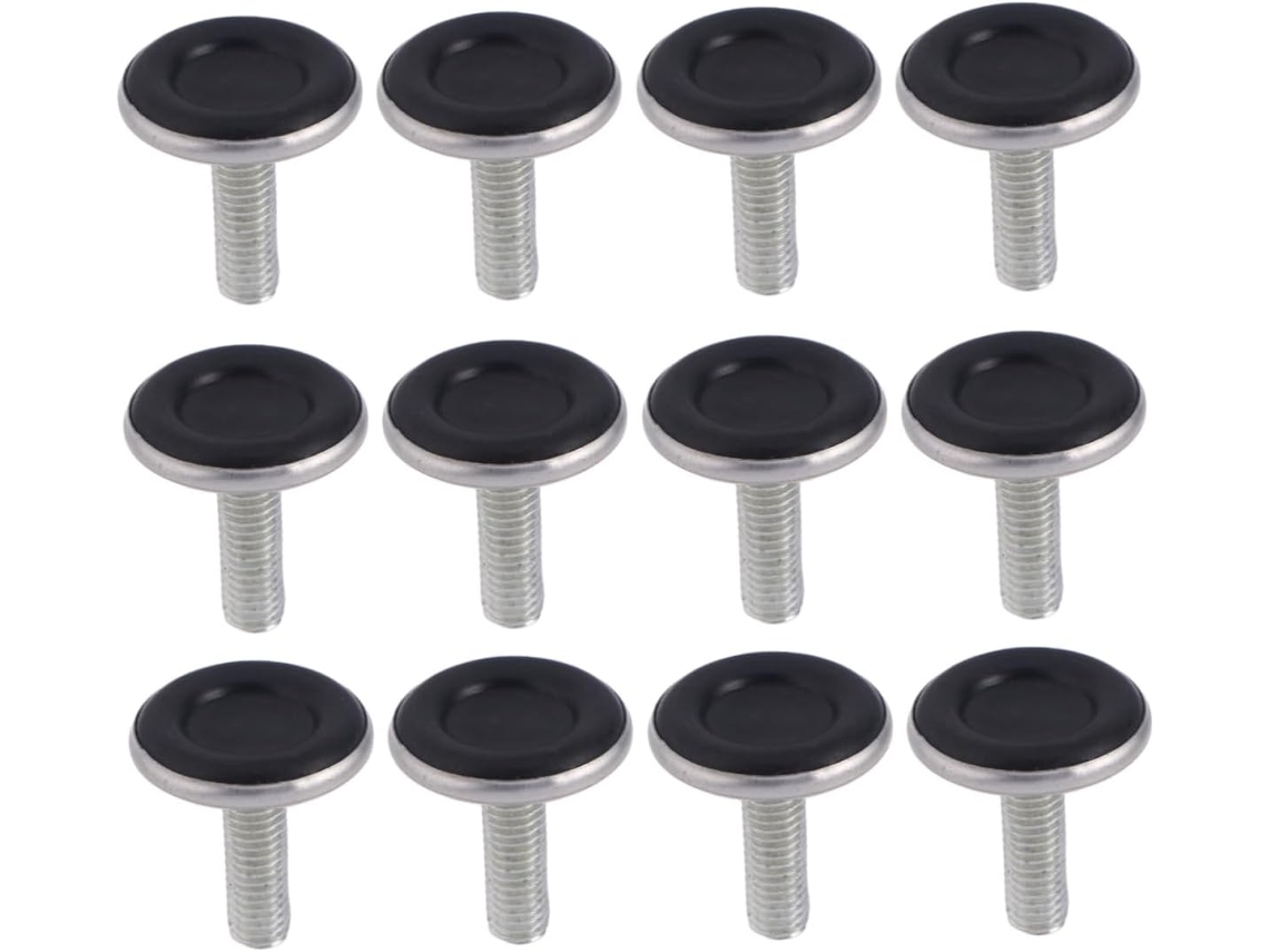 Pés Niveladores De Móveis Ajustáveis M8x25mm, 12 Peças, Resistente, Preto