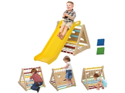 Triângulo De Escalada 5 Em 1 Com Escorregador, Circuito De Desenvolvimento Motor Infantil - Inclui Rede De Escalada E Sacos De Areia.