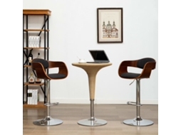 Vidaxl Bancos De Bar 2 Pcs Madeira Curvada E Tecido Cinzento