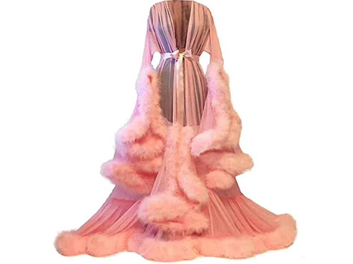Roupa Sexy De Noche Com Recortes Transparentes E Cinto De Seda Para Festas E Fotos Boudoir Rosa