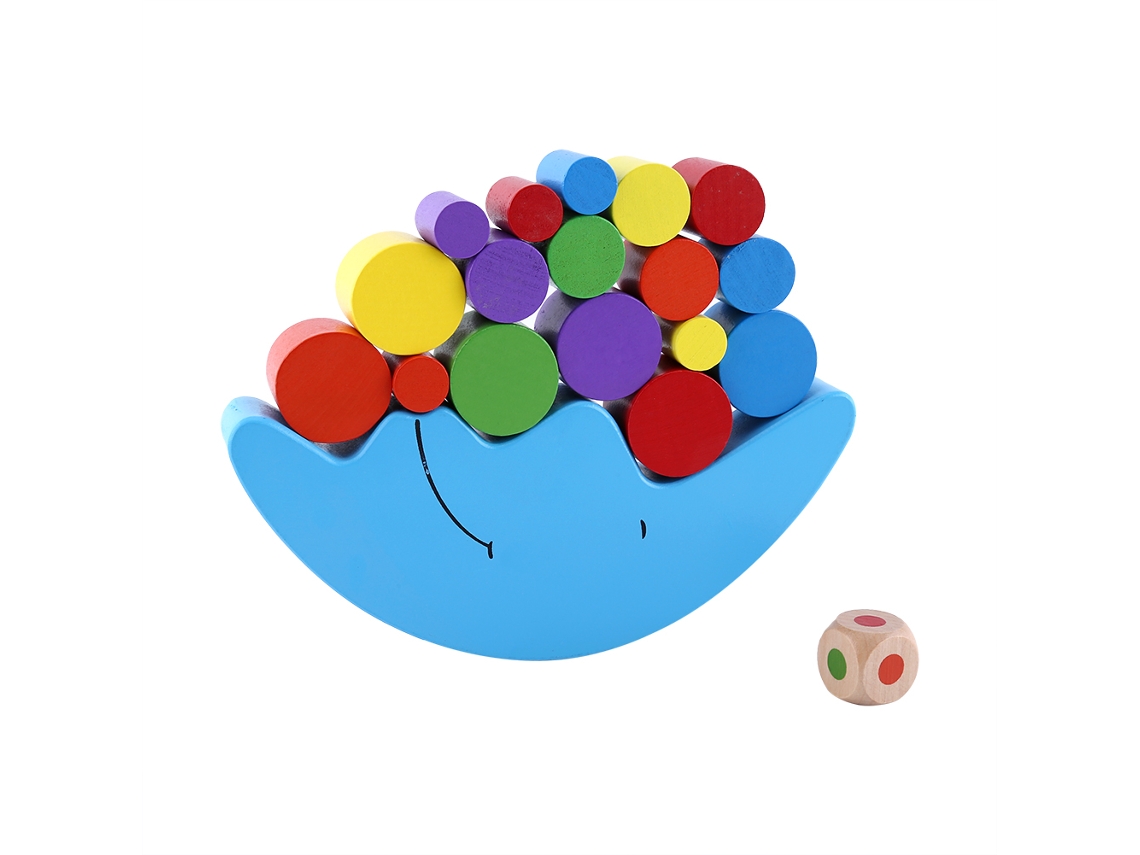 Blocos De Equilíbrio Forma Lua E Cilindro Madeira Brinquedo Aprendizado Infantil Azul