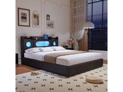 Cama Estofada 160x200, Cama Box Com Arrumação, Cama De Casal Com Led E Usb, Cama Juvenil Com Cabeceira, Cama Com Arrumação Hidráulica. Mexus