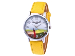 Reloj Casual De Moda Unisex De Cuarzo Con Correa De Cuero Zhoulianfa Amarillo