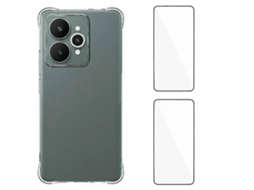 Capa De Tpu Tkdaddy Para Realme 15 5g Wanlonfeng Wl2 Series 2,0 Mm Com 2 Películas De Vidro Temperado Transparente