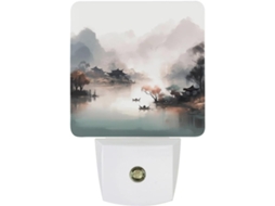 Luminária Noturna Romântica Com Vista O Rio, Sensor Crepuscular, Luz Led Branca Quente, Lâmpada De Baixo Consumo