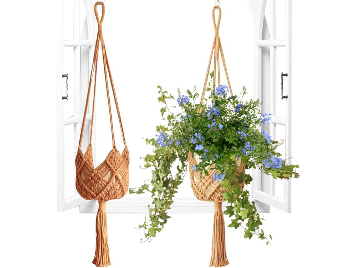 Suporte para Flores 2 Suportes Decorativos para Plantas Boho para Teto com Floreira Suspensa Janela e CHABERLU