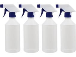 Conjunto De 4 Frascos De Spray Pet Vazios E Recarregáveis De 500 Ml, Design Branco.