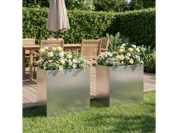 Vidaxl Vaso De Jardim 2 Unid. Prateado 50 X 30 X 50 Cm Aço Inoxidável