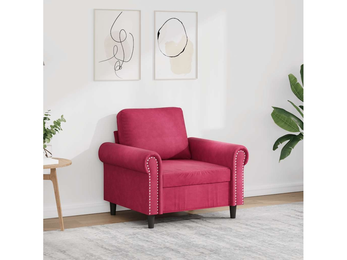 Poltrona de Sala Vermelho Tinto Veludo HARLANV1 (60 cm)