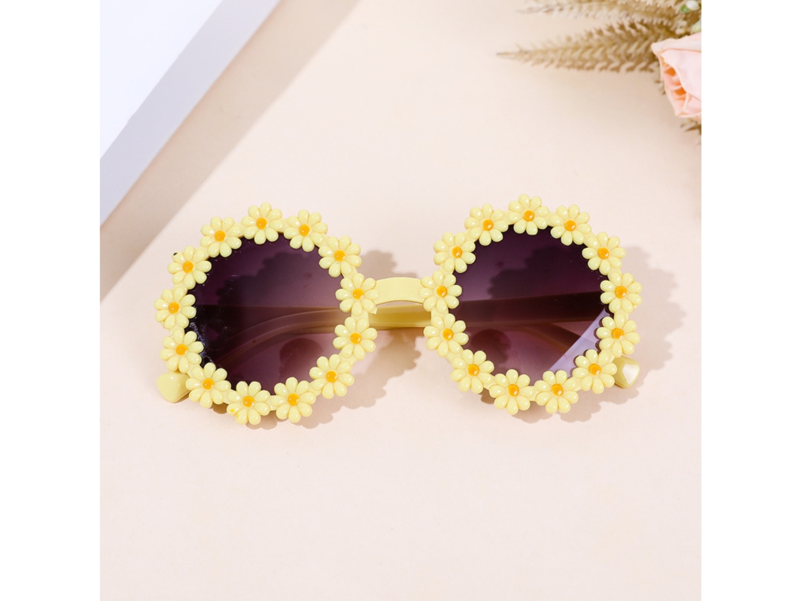Óculos De Sol Bebé Flor,polarizados Uv400 Para Meninas 2-12 Anos Amarelo Hexinyigjly
