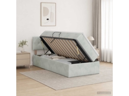 Vidaxl Cama Com Armazenamento Cinzento-claro 100 X 200 Cm Veludo