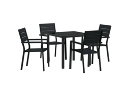 Maison Exclusive - Conjunto De Jantar Para Jardim 5 Pcs Preto Aço Revestido A Pó