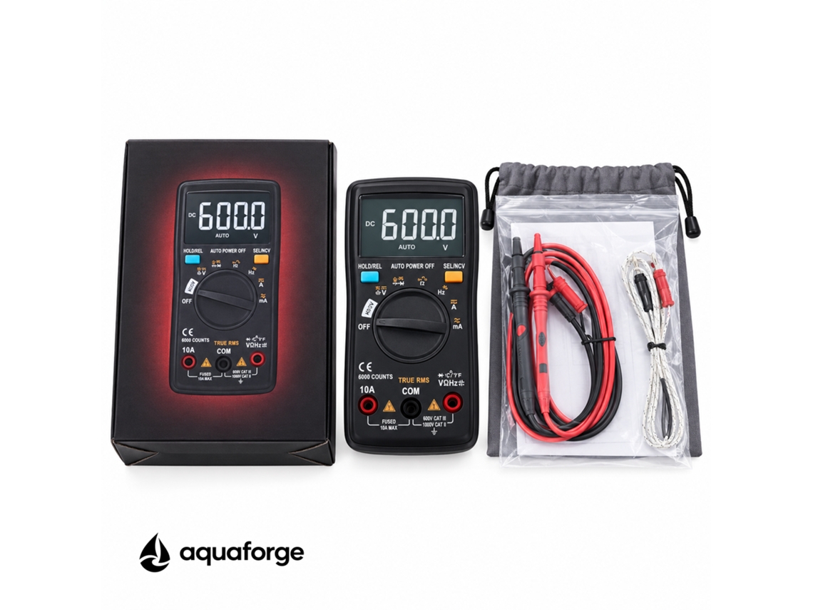 Multímetro Digital Aquaforge Zt102a, 6000 Contagens, Escala Automática
