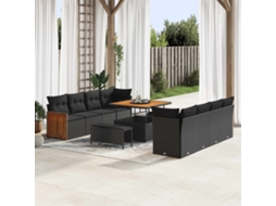 Vidaxl Conjunto De Sofá De Jardim 11 Unid. 11-número De Lugares Preto