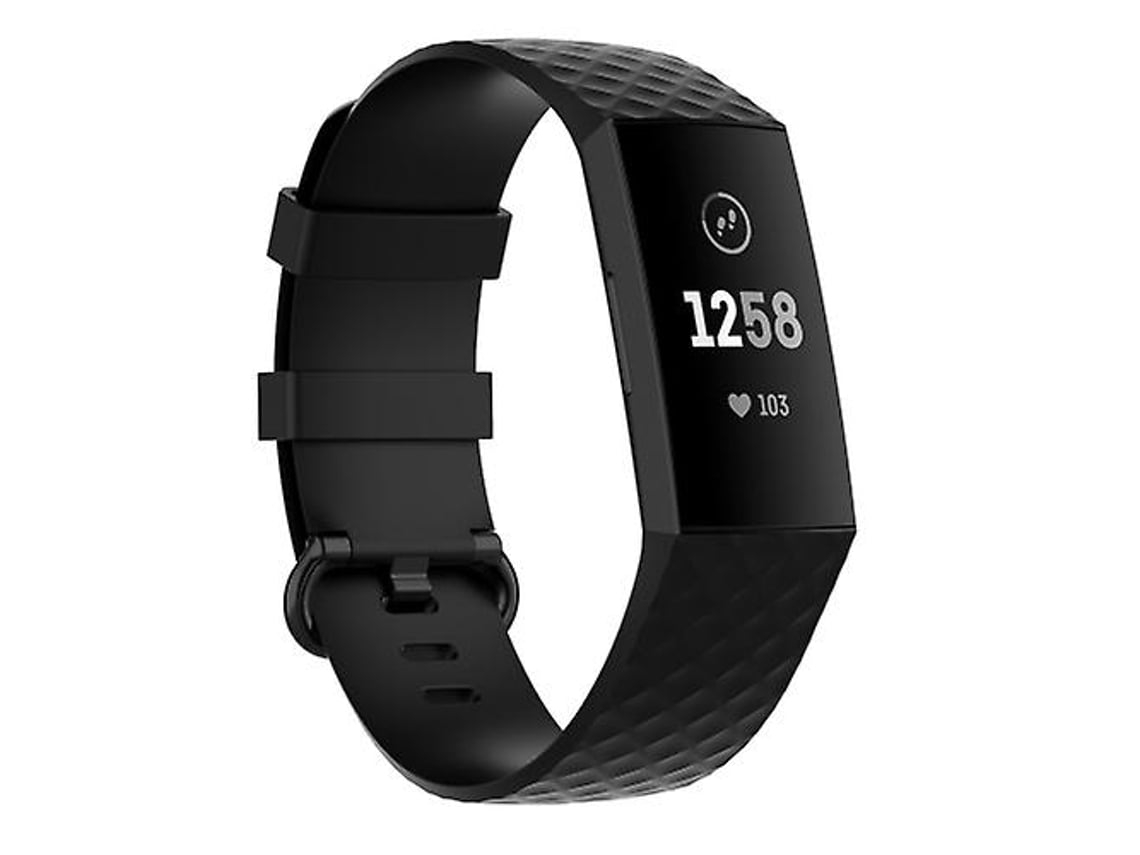 Lurelia Pulseira De Relógio Tpu 18 Mm Com Fivela Prateada, Compatível Fitbit Charge 4/ 3/ Se, Preto, Acabamento Moderno