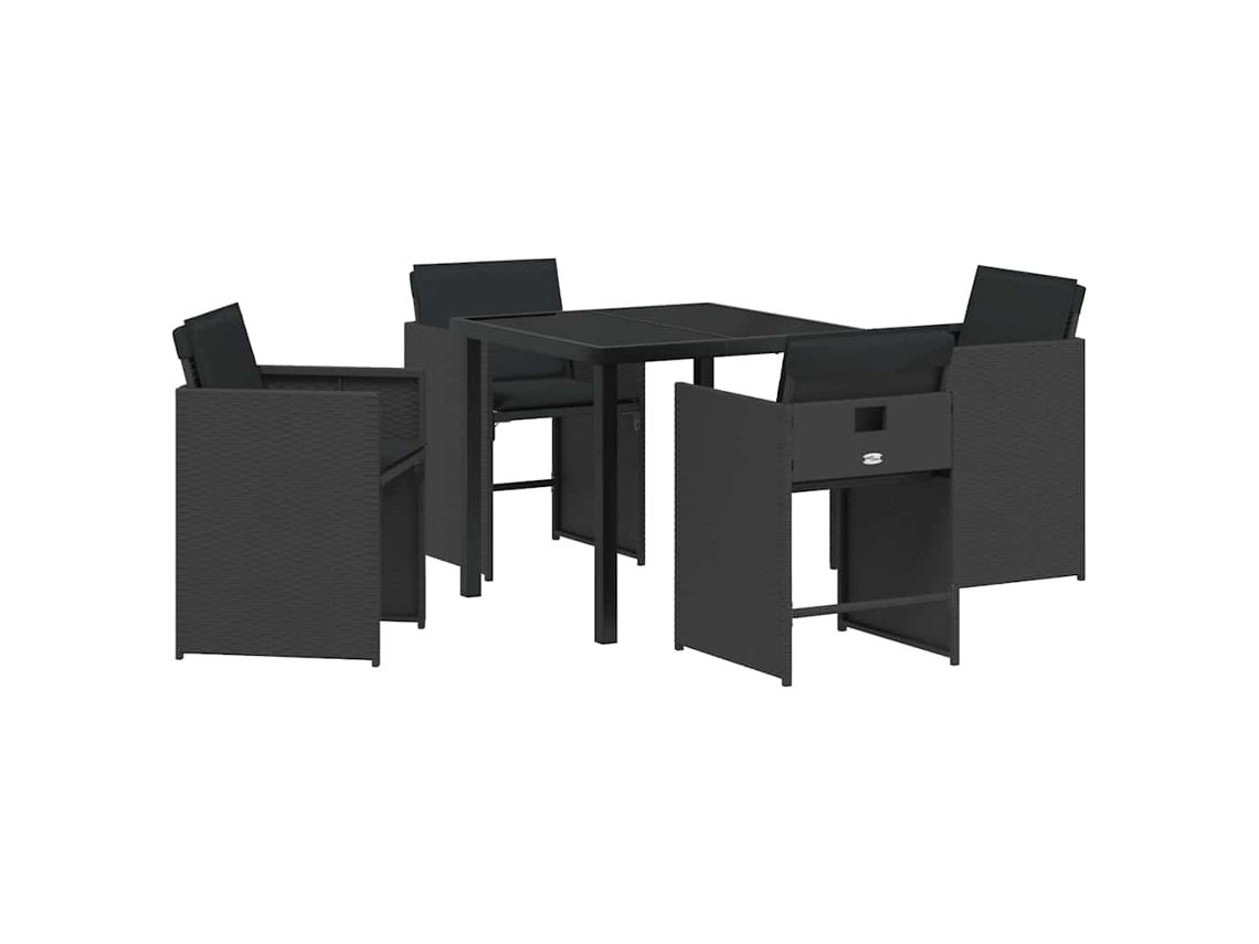 Conjunto de Jantar para Jardim 5 Pcs - Móveis de Jardim para Refeição Preto Vime Pe HARLANV1