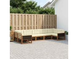 Vidaxl Conjunto De Sofás Para Exterior 7 Unid. Natural E Creme