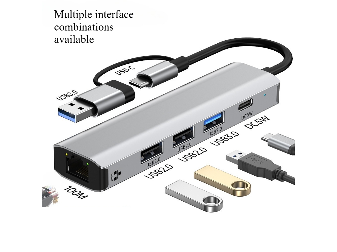 Lurelia Adaptador Ethernet 2208u Usb 3.0 5 Em 1 Gigabit, Rj45, 5 Gbps