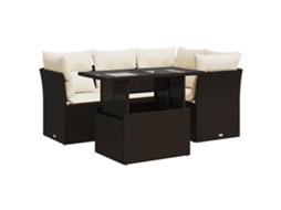 Conjunto 5 de sofás de jardim VIDAXL Marrom Rattan / Vime(100 x 55 x 73 cm)