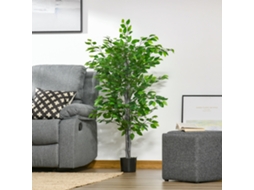 Ficus Artificial 135cm, Vaso, Cimento, Musgo.-kd