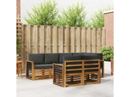 Vidaxl Conjunto De Sofá Sectional 7 Pcs Natural E Antracite