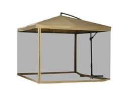 Guarda-sol de jardim S/MARCA bege, 296x296x265 cm, manivela, base cruzada, para terraço