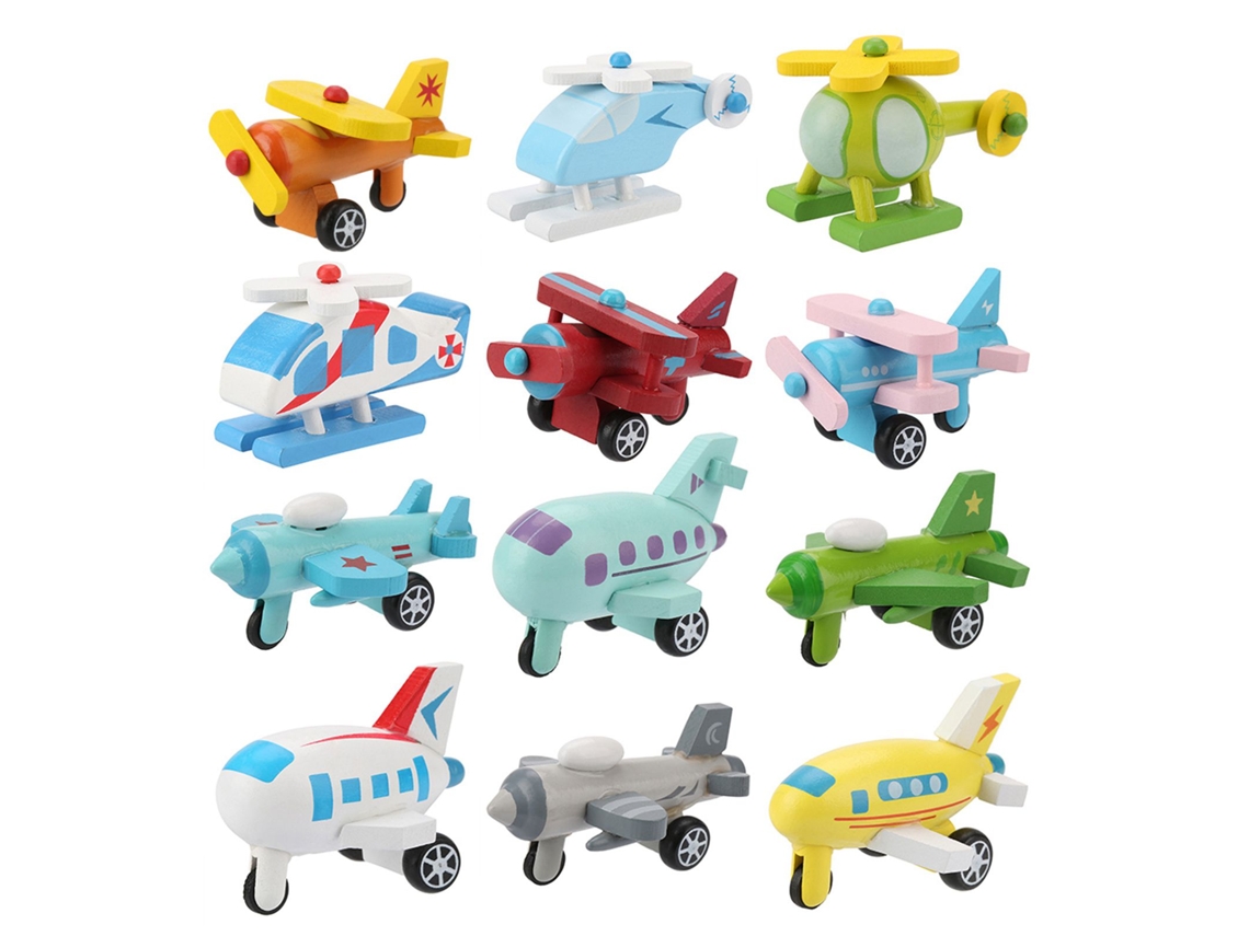 12pcs Conjunto Carros De Brinquedo De Madeira Infantil Educativo Cartoons Para Bebê(2)