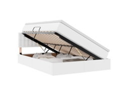 SYFAX™ Cama com Arrumação e Led com Colchão Branco Puro 140 X 190 Cm
