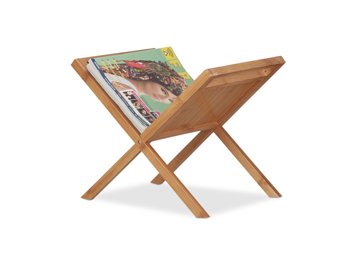 Porta-revistas Relaxdays Em Bambu, Suporte, Coletor, Com Pegas, Prático, Compacto, De Pé, Din A4, Din A5, Natural