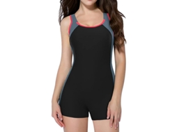 Traje De Banho Inteiro Boyleg Para Mulher Desportivo Super Slim Tamanho Uk 10 Racerback Secagem Rápida