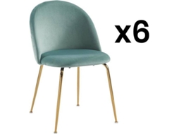 Cadeira Eames Melbourne VENTE-UNIQUE.PT (Verde Claro - Tecido e Veludo - 50x55x77 cm)