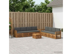Vidaxl Conjunto De Sofás Para Exterior 9 Unid. Natural E Antracite