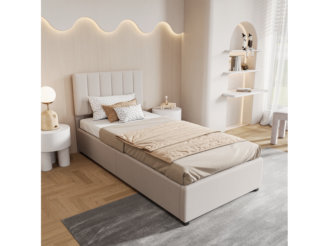 Cama Infantil,90x200 Cm,cama De Solteiro,cama Para Adolescentes, Cama Hidráulica Com Arrumação,estrutura Da Cama,roupa De Cama,sem Colchão Rosahqnda