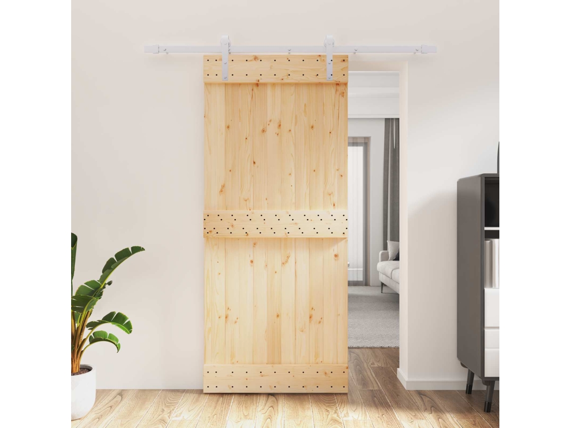 Vidaxl Porta Deslizante Natural E Branco 90 X 210 Cm
