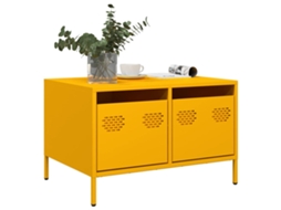 Móvel De Tv 68x50x43,5 Cm Aço Laminado A Frio Amarelo Mostarda Dkd Home Decor