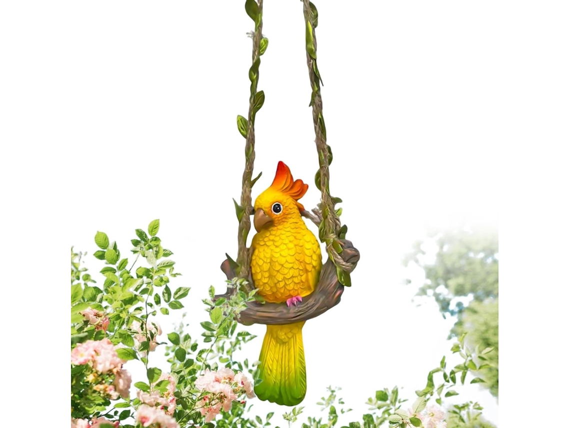 Estatuetas Pássaros Enfeite Papagaio Divertido Prova Decorativos Ambientes Internos Externos Jardim Quintal GOKOCO