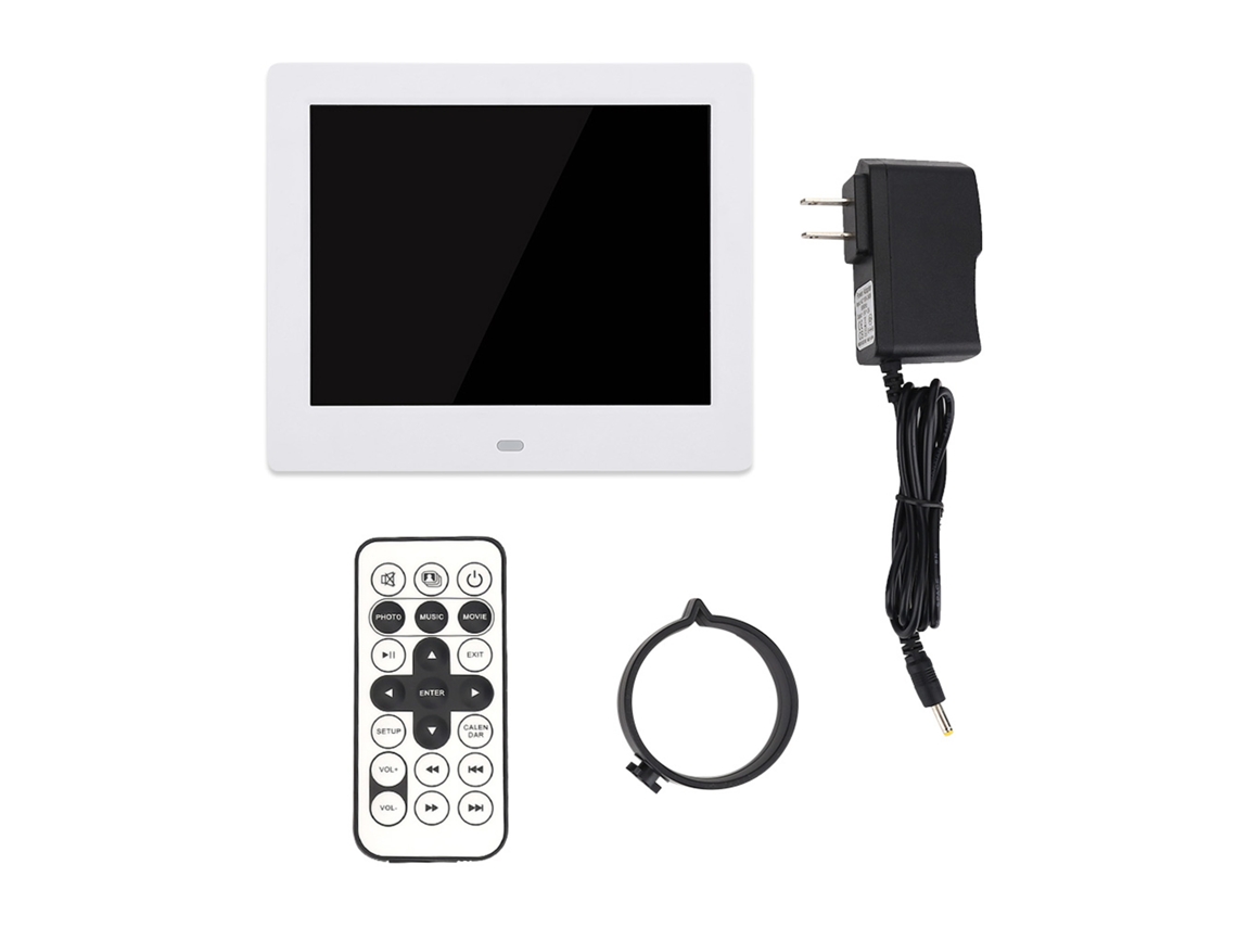 Lurelia Moldura Digital 8 Polegadas Led 1024x768 Cartão 32gb Telecomando Despertador Branco 240 V