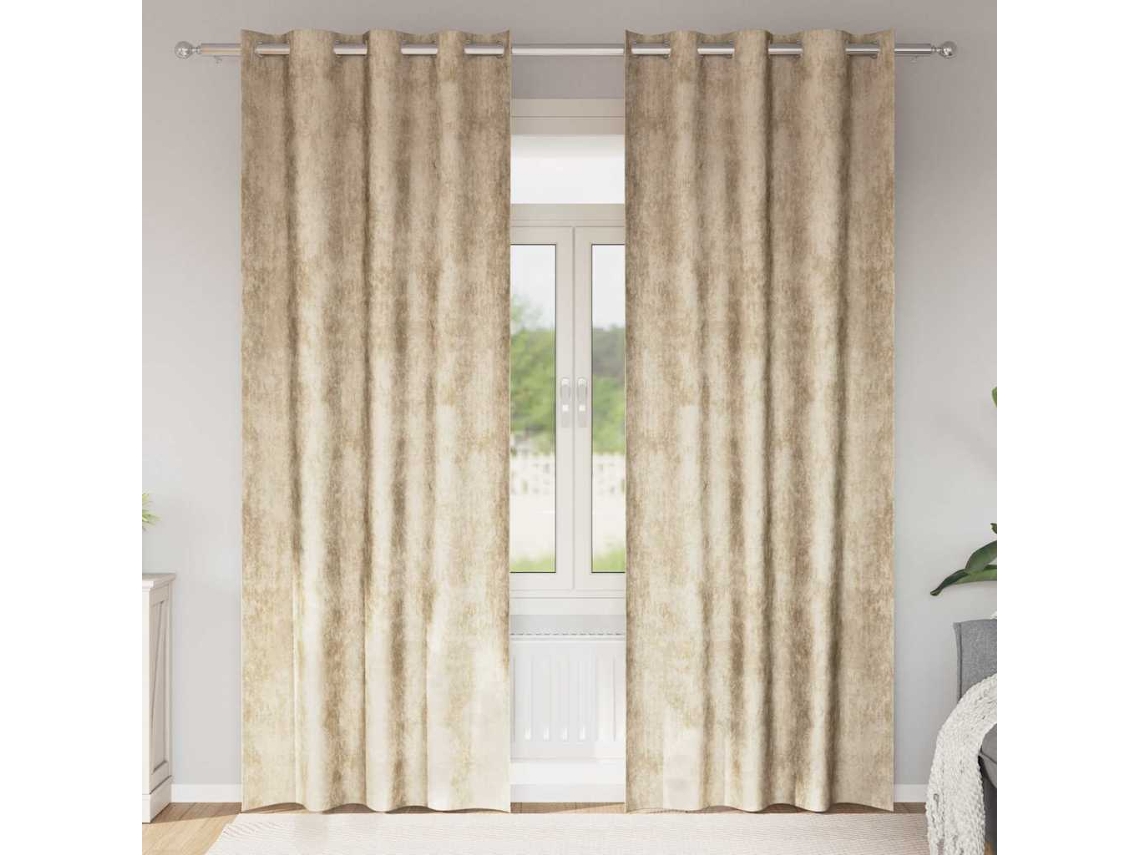Vidaxl Cortinas De Veludo 2 Unid. Creme 260 X 140 Cm Veludo