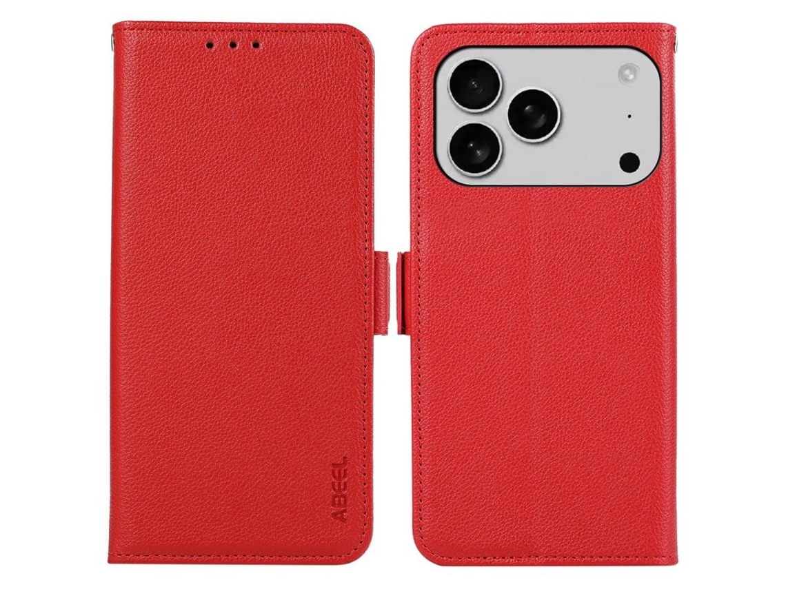 Capa Móvel Abeel Para Iphone 17 Pro Couro Sintético Proteção Rfid Vermelho