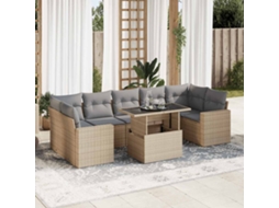 Vidaxl 8 Pcs Conjunto de Sofás P/ Jardim com Almofadões Vime Pe Bege