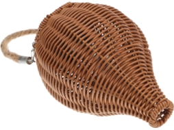 Luminária Solar de Jardim em Rattan Trançado À Mão, Cor Marrom. SFUSHOS
