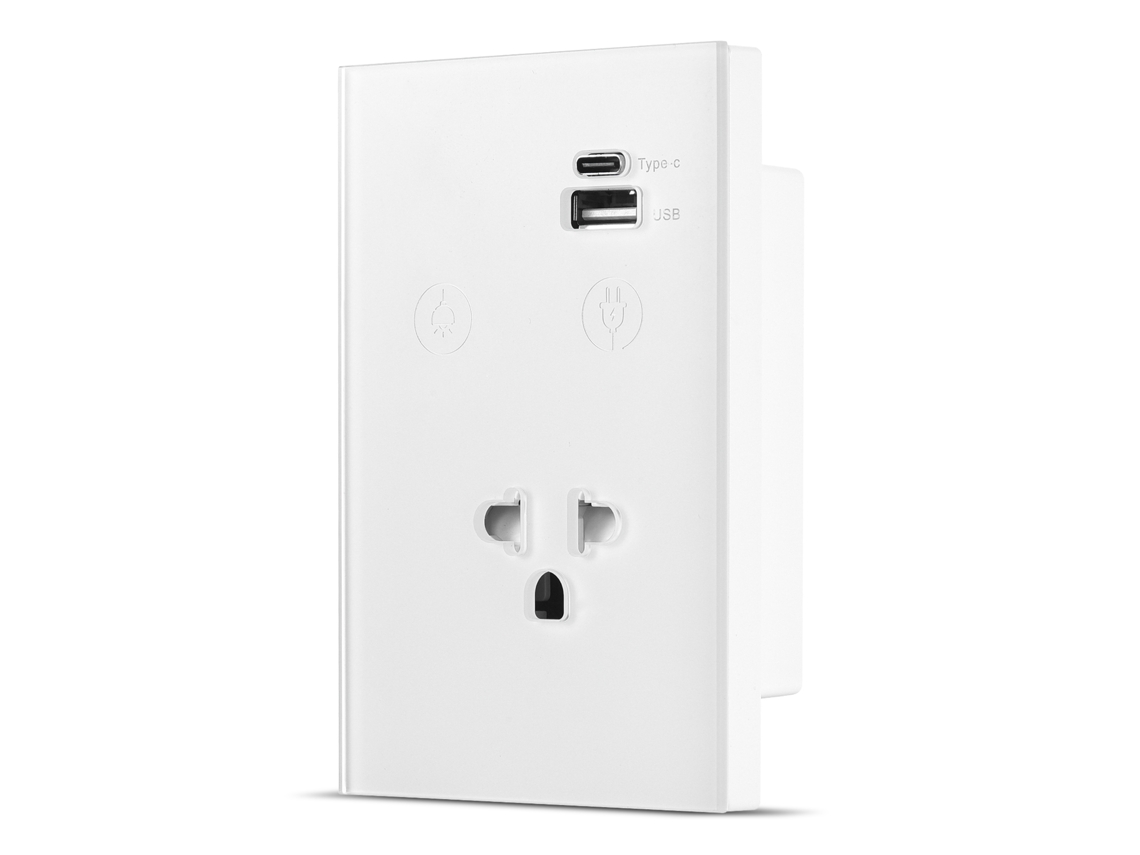 Interruptor Wifi Touch Primerox 2.4ghz com Tomada Type c Usb Controle App Voz 1 Via