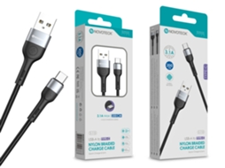 Cabo De Dados Trançado Nylon 3.1a Carregamento Rápido Negro , Type C Usb , 2.0m