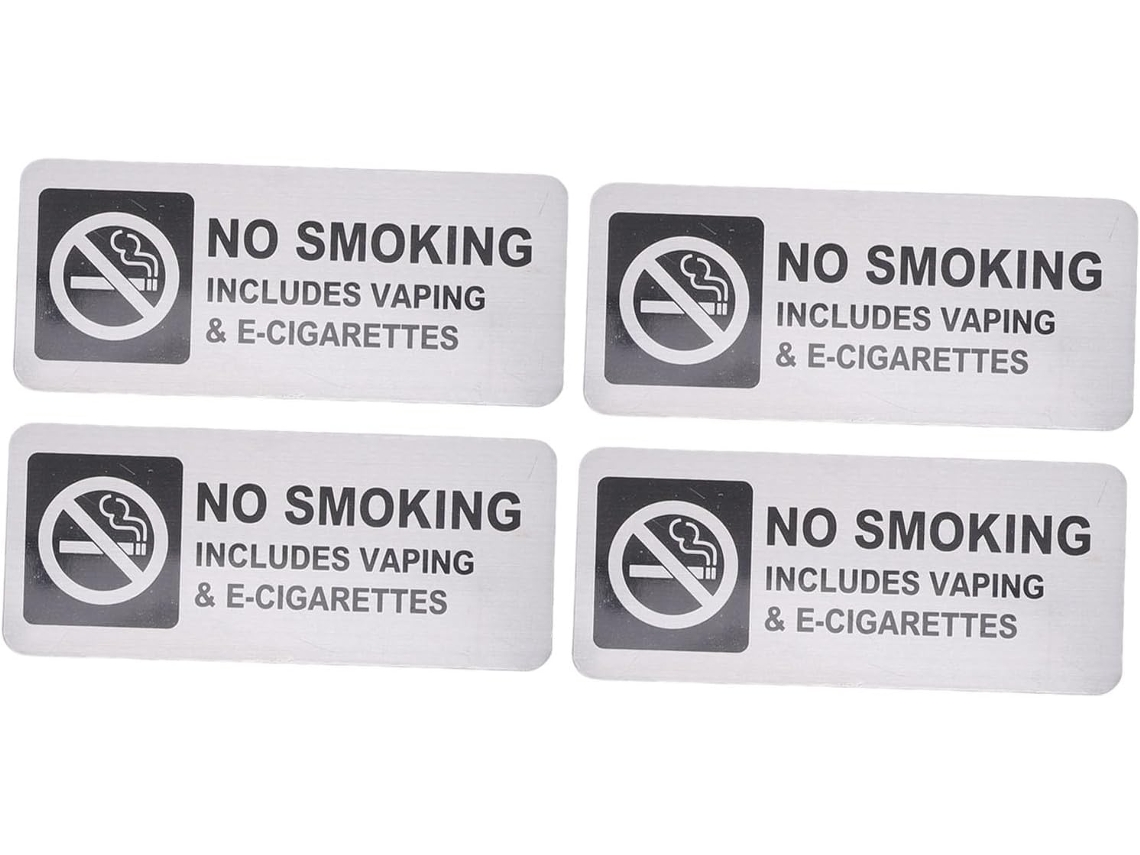 Placa "proibido Fumar", Conjunto De 4 Peças, 7x3 Polegadas, Alumínio, Autoadesiva, Para Cigarros Eletrônicos