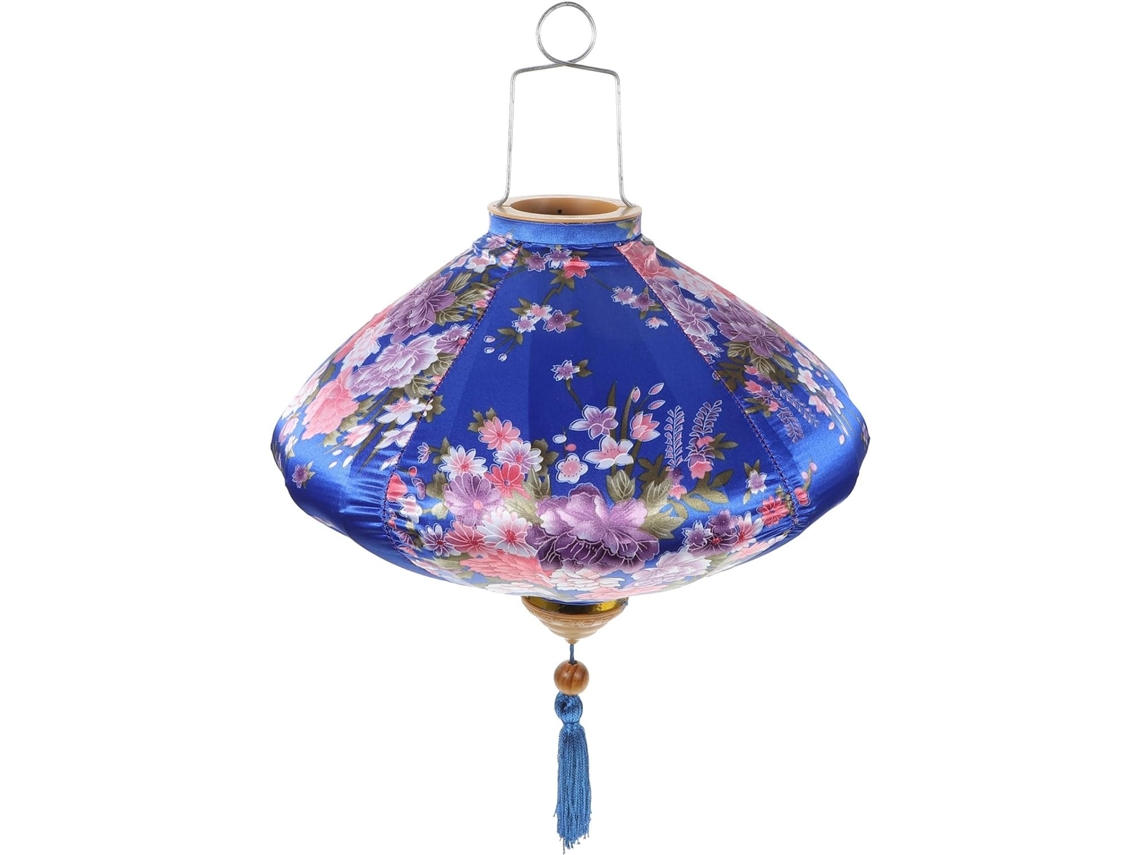 Lanterna Decorativa Suspensa Para Varanda, Em Arame E Tecido Azul, Para Decoração Externa.